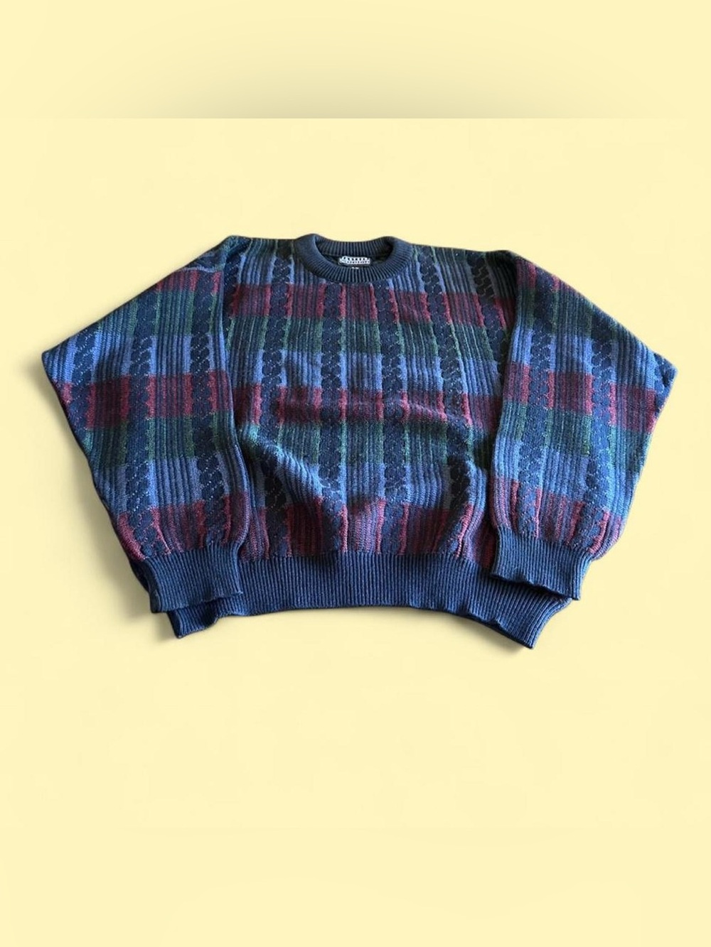 Vintage Jantzen Sweater Multicolor Pattern Knit Acrylic Men’s XL